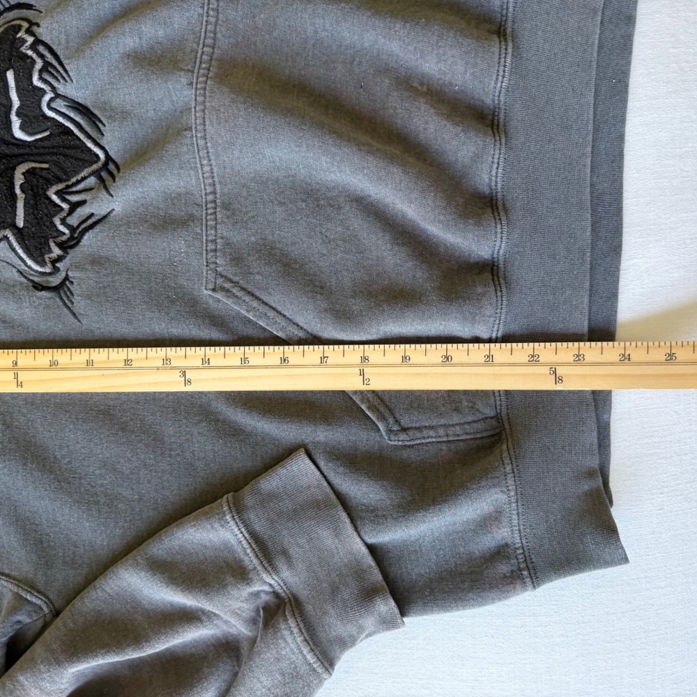 Y2K Fox Racing Fox Riders Hoodie Large Gray Embroidered Pullover Distressed - Picture 5 of 10